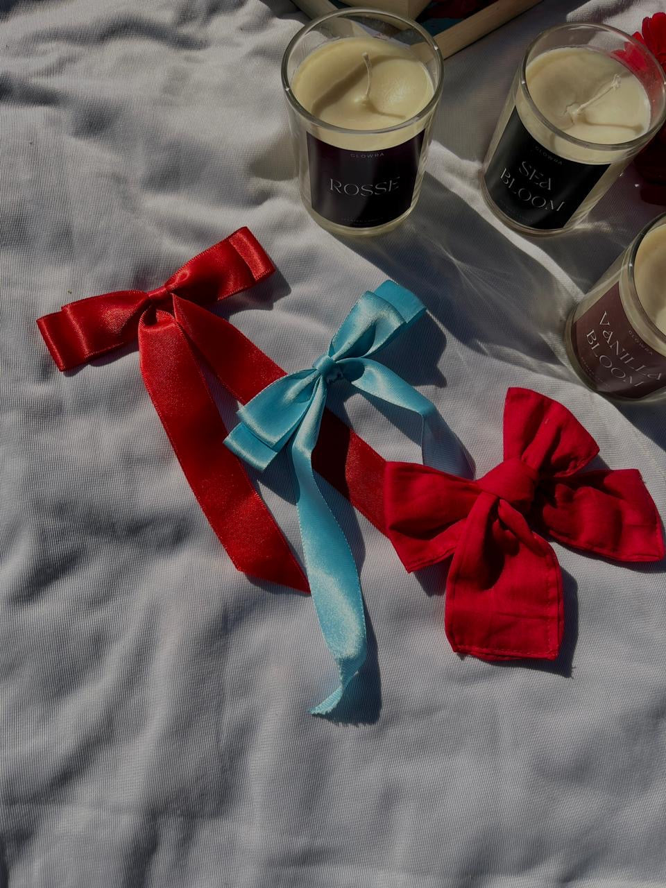 Red/Sea Blue/Dark Red (combo hairbows)🎀.