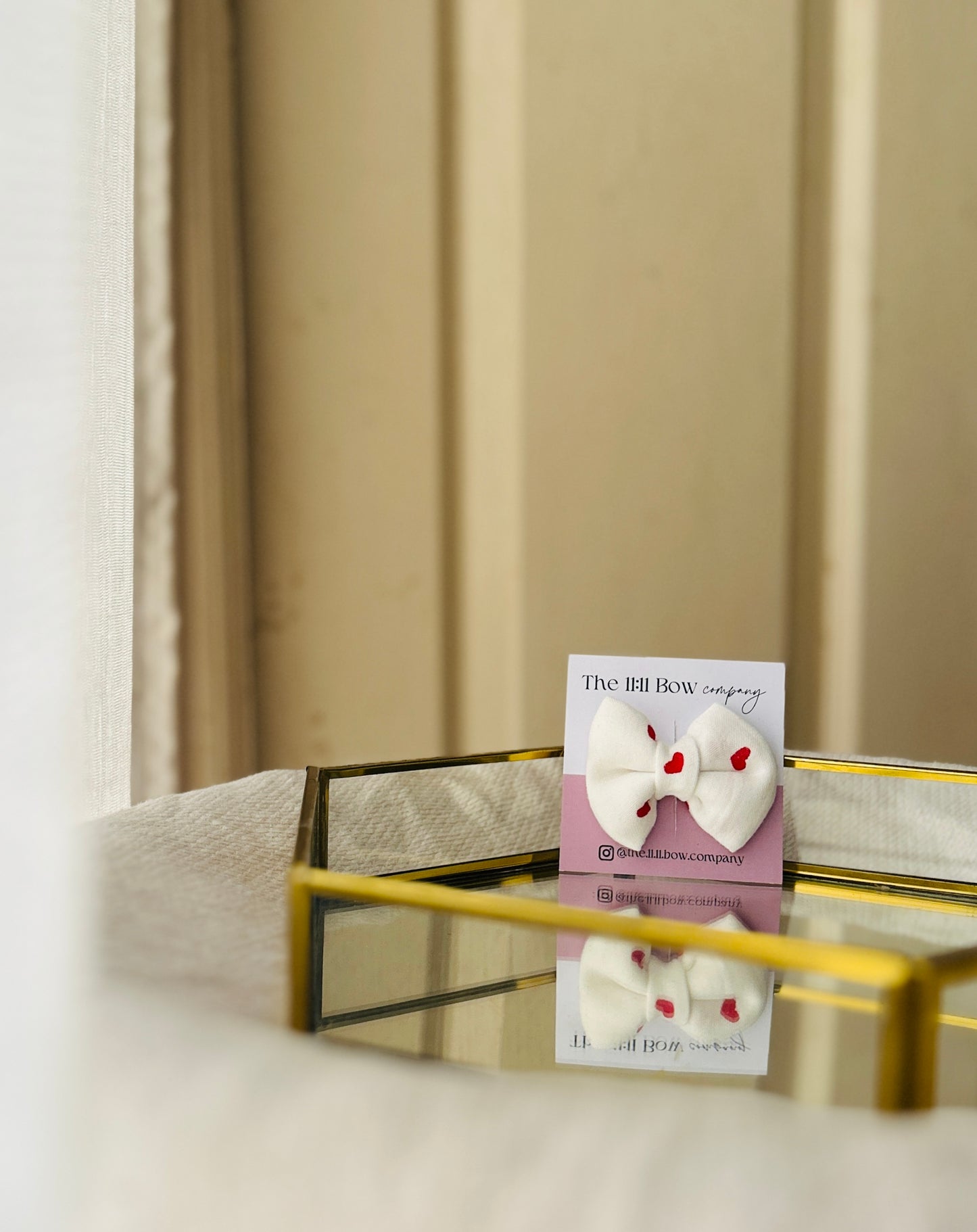 #A# 012 Christmas collections 🎄- Little hearts pinwheel hair bow clips - White.