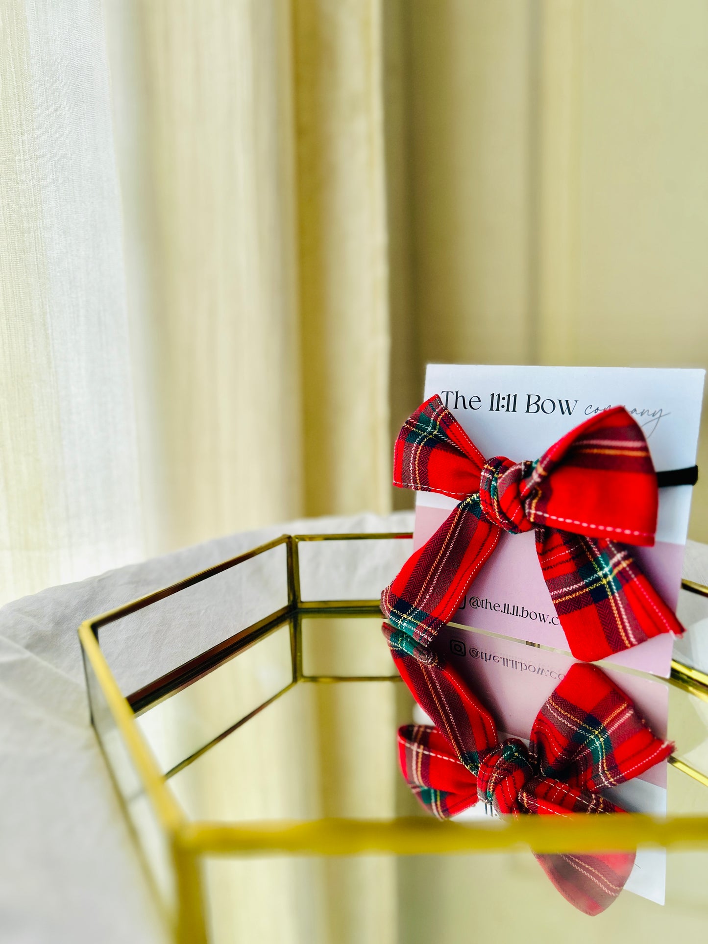 #A# 010 Christmas collections 🎄- Red & green checkered pinwheel hair bow headband.