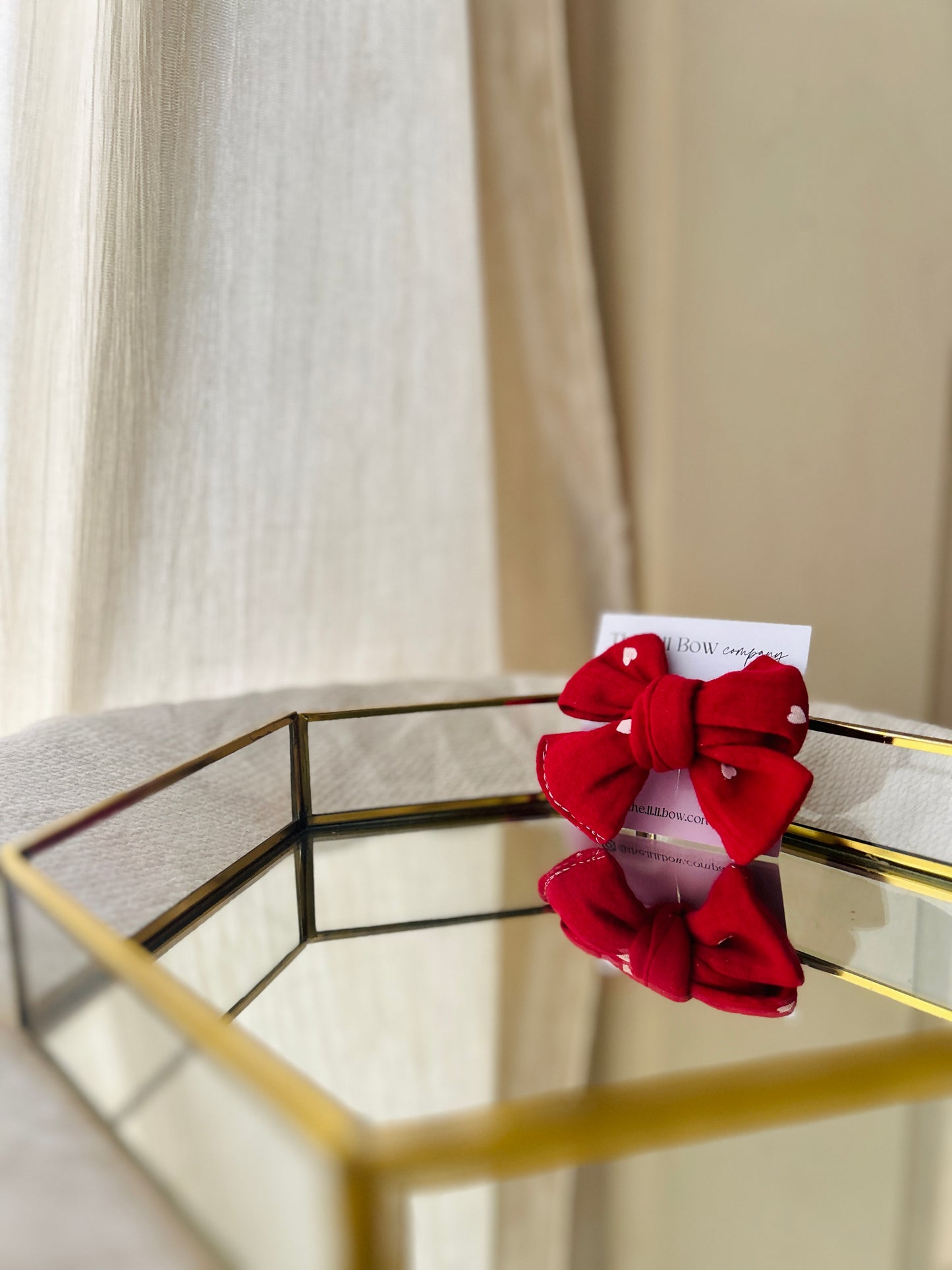 #A# 011 Christmas collections 🎄- Little hearts pinwheel hair bow clips - Red.